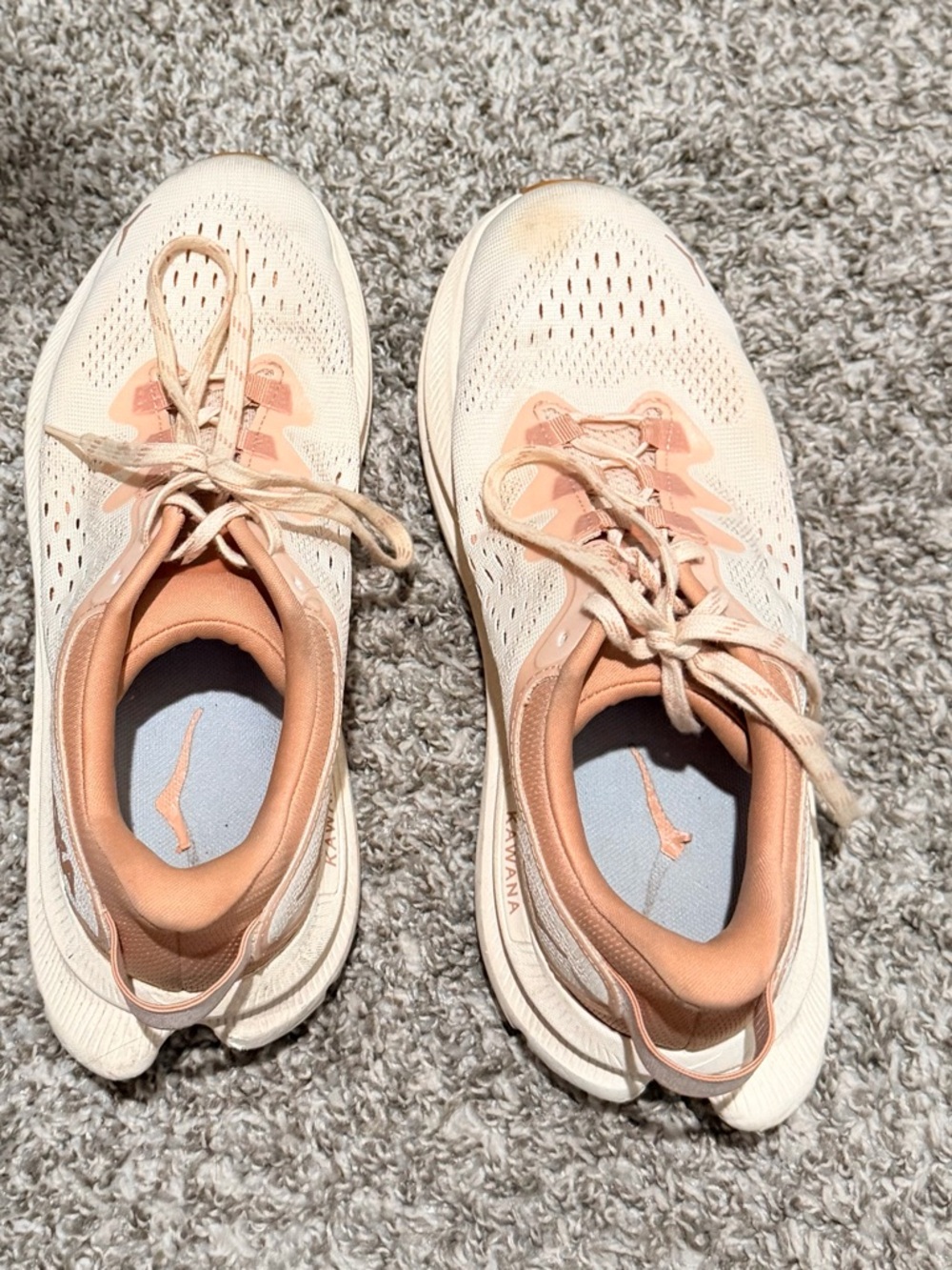 Hoka Women's Running Shoes in Light Peach and Cream